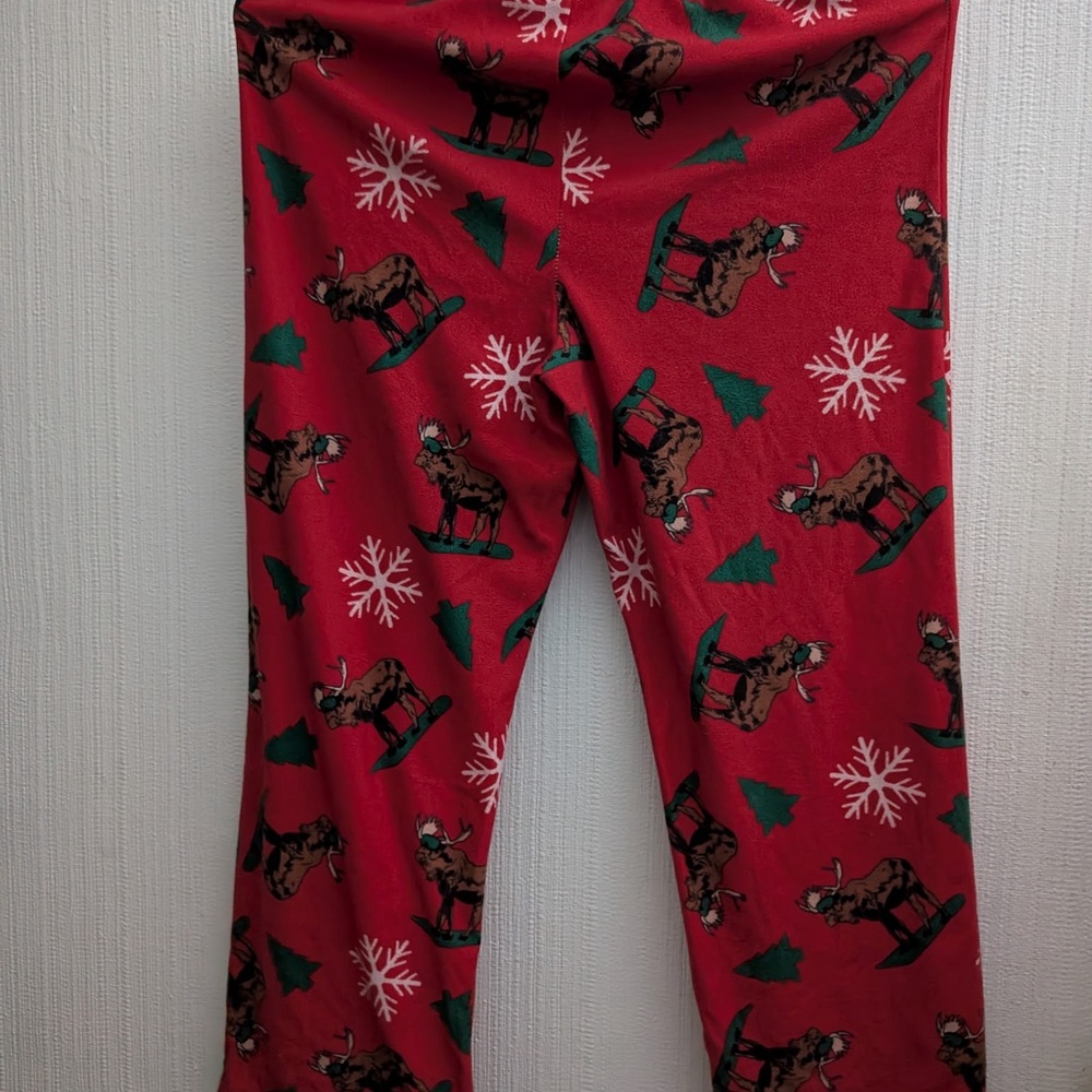 Festive Red Kids Sweatpants with Moose Print